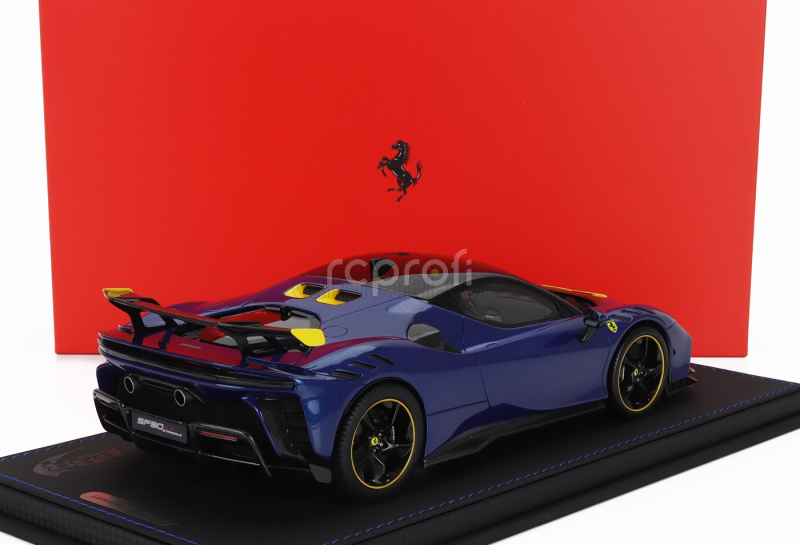 Bbr-models Ferrari Sf90 Xx Stradale 2024 - Con Vetrina - With Showcase 1:18 Blu Tour De France - Modrá Met Žlutá Černá