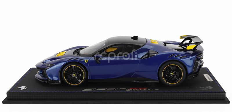 Bbr-models Ferrari Sf90 Xx Stradale 2024 - Con Vetrina - With Showcase 1:18 Blu Tour De France - Modrá Met Žlutá Černá