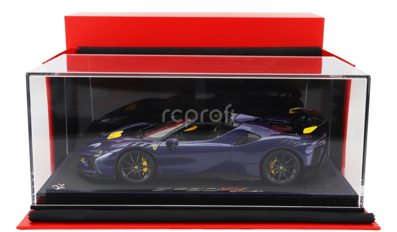 Bbr-models Ferrari Sf90 Xx Stradale Spider 2024 - Con Vetrina - With Showcase 1:18 Blu Elettrico - Modrá Žlutá