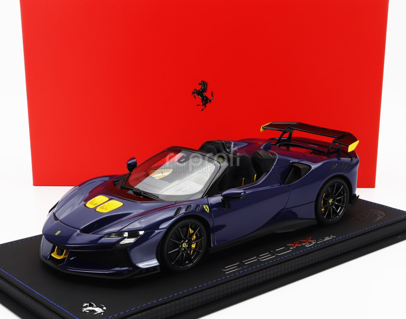 Bbr-models Ferrari Sf90 Xx Stradale Spider 2024 - Con Vetrina - With Showcase 1:18 Blu Elettrico - Modrá Žlutá