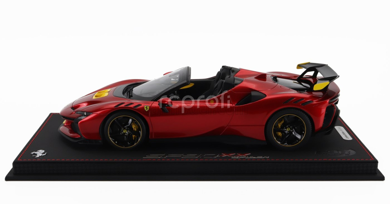 Bbr-models Ferrari Sf90 Xx Stradale Spider 2024 - Con Vetrina - With Showcase 1:18 Rosso Portofino - Červená Se Žlutou