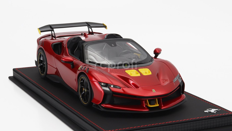 Bbr-models Ferrari Sf90 Xx Stradale Spider 2024 - Con Vetrina - With Showcase 1:18 Rosso Portofino - Červená Se Žlutou