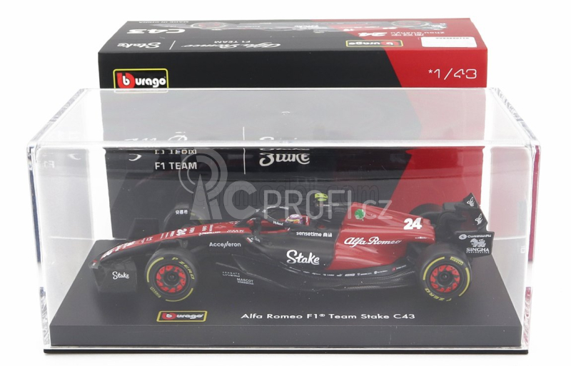 Bburago Alfa romeo F1 C43 Team Stake N 24 Season 2023 Guanyu Zhou 1:43, černá