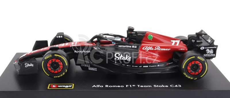 Bburago Alfa romeo F1 C43 Team Stake N 77 Season 2023 Valtteri Bottas 1:43, černá