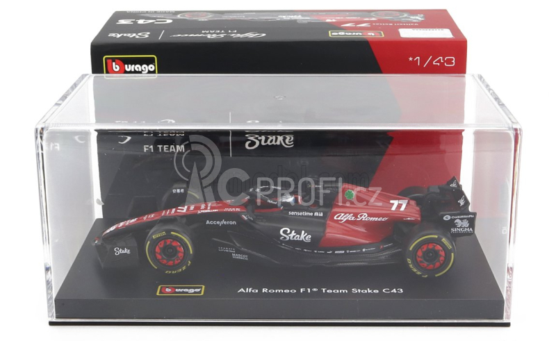 Bburago Alfa romeo F1 C43 Team Stake N 77 Season 2023 Valtteri Bottas 1:43, černá