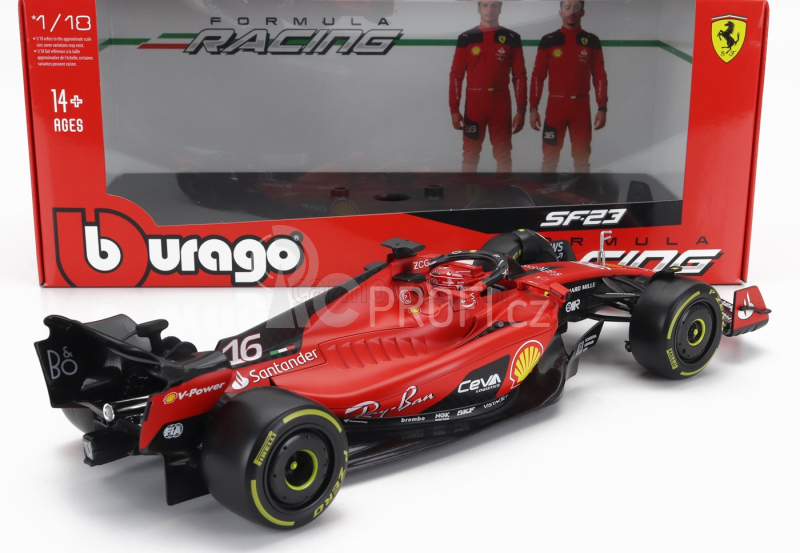 Bburago Ferrari F1 Sf-23 Team Scuderia Ferrari N 16 2023 Charles Leclerc 1:18, červená