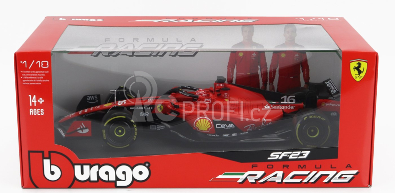 Bburago Ferrari F1 Sf-23 Team Scuderia Ferrari N 16 2023 Charles Leclerc 1:18, červená