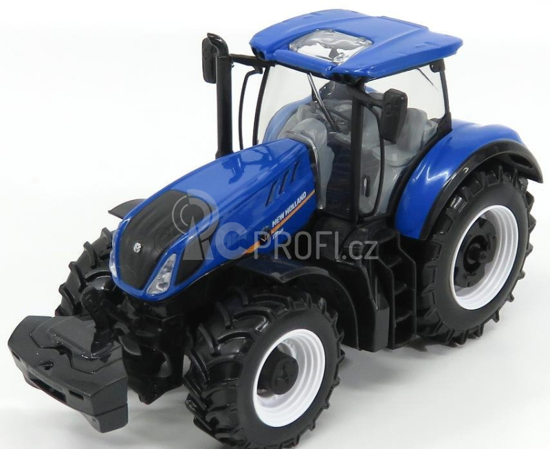 Bburago New holland T7000 Tractor With Horse Trailer - Trasporto Cavalli 1:32 Modrá Hnědá Bílá