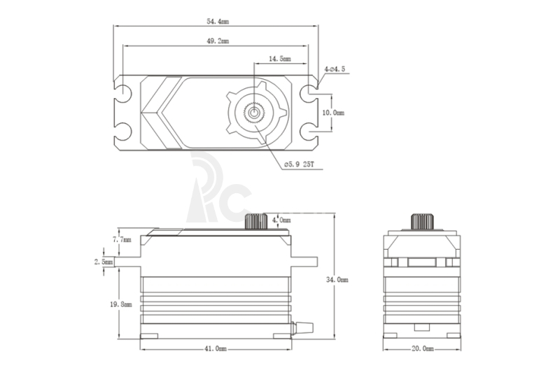 BHX6 HiVOLT BRUSHLESS Digital servo LOW PROFILE (35 kg-0,053s/60°)