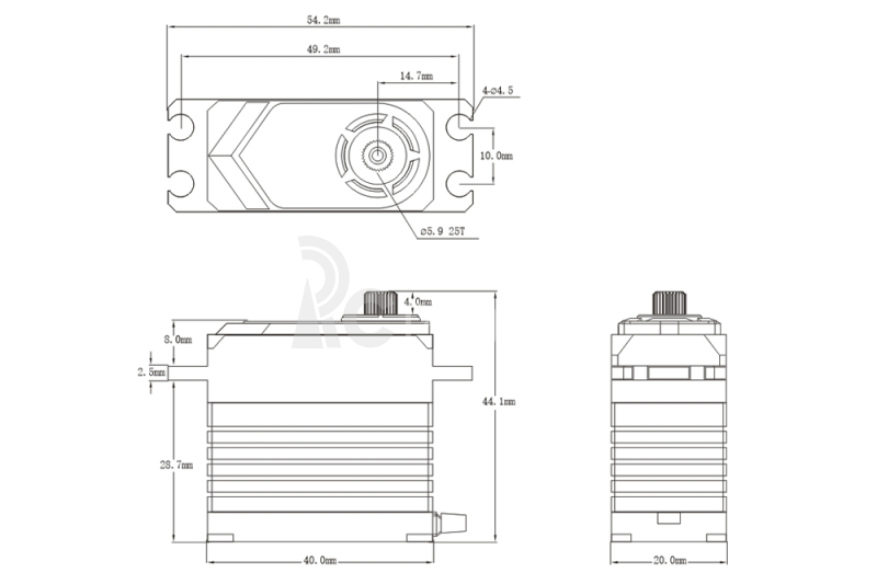 BHX9 HiVOLT BRUSHLESS Digital servo (75 kg-0,10s/60°)