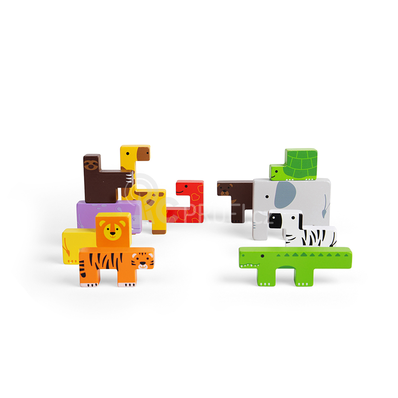 Bigjigs Toys Dřevěné kostky puzzle se zvířátky safari