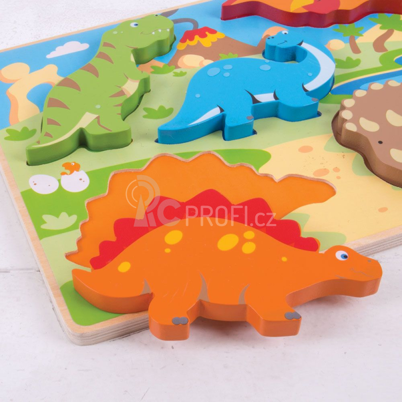 Bigjigs Toys Hrubé vkládací puzzle dinosauři