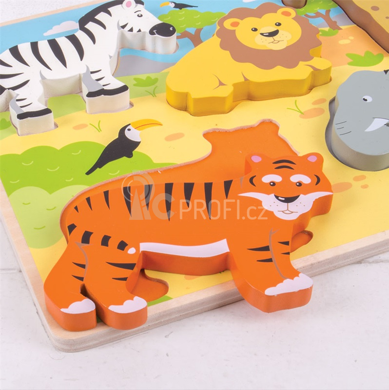 Bigjigs Toys Hrubé vkládací puzzle safari