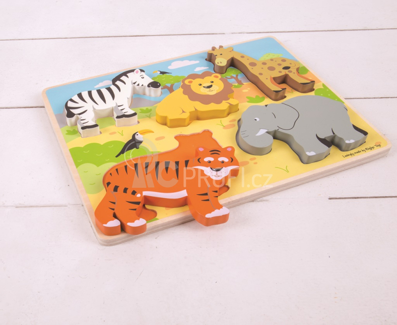 Bigjigs Toys Hrubé vkládací puzzle safari