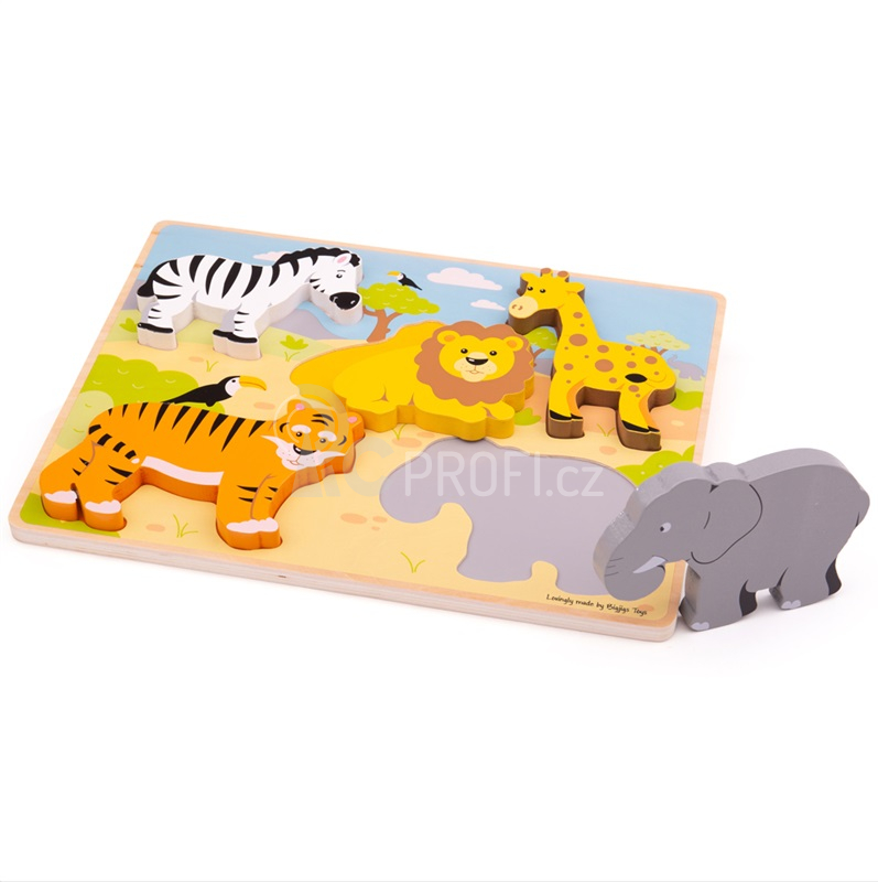 Bigjigs Toys Hrubé vkládací puzzle safari