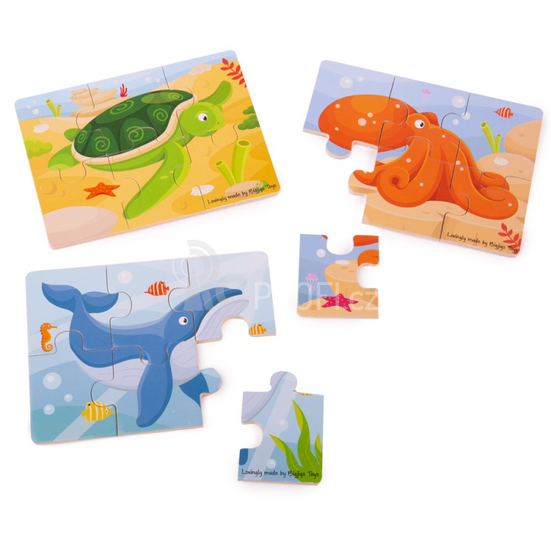 Bigjigs Toys Puzzle 3v1 mořská zvířátka