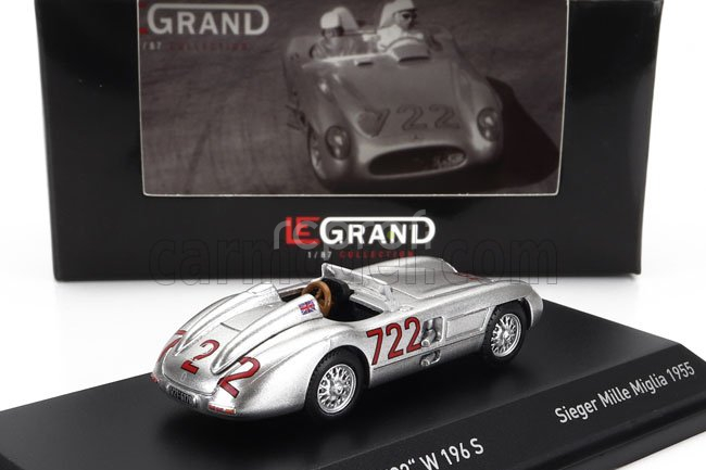 Brekina plast Mercedes benz 300 Slr Spider N 722 Winner Mille Miglia 1955 Stirling Moss - Denis Jenkinson 1:87 Silver