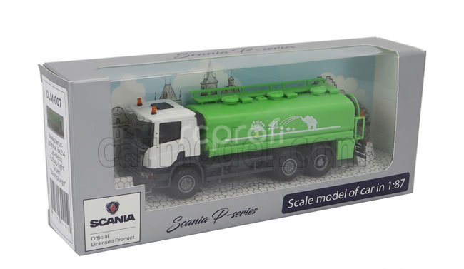 Brekina plast Scania P124.860 Tanker Truck 3-assi 1988 1:87 Zelená Bílá