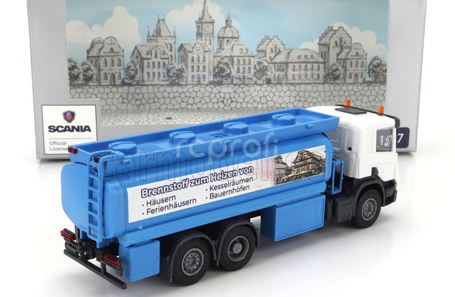 Brekina plast Scania P124.860 Tanker Truck Brennstoff Heizen Von 3-assi 1988 1:87 Modrá Bílá