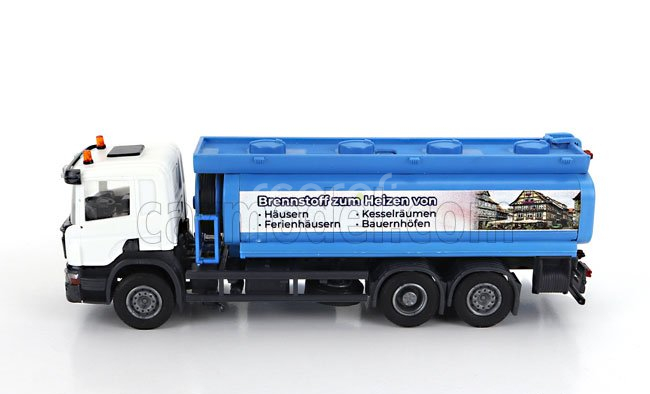 Brekina plast Scania P124.860 Tanker Truck Brennstoff Heizen Von 3-assi 1988 1:87 Modrá Bílá