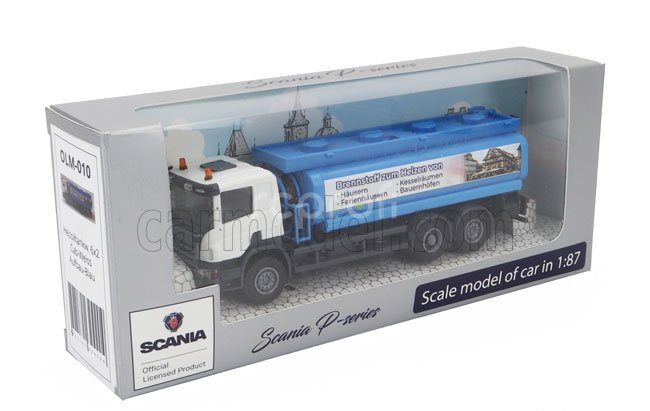 Brekina plast Scania P124.860 Tanker Truck Brennstoff Heizen Von 3-assi 1988 1:87 Modrá Bílá