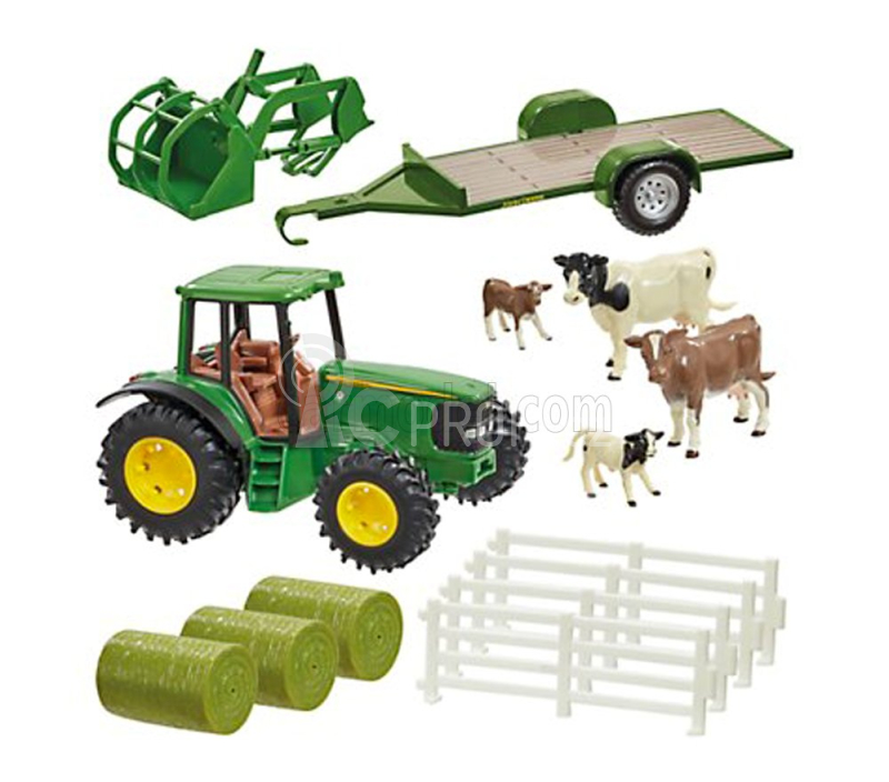 Britains Accessories Diorama Farm Building With Tractor John Deere And Trailer 1:32 Zelená Žlutá