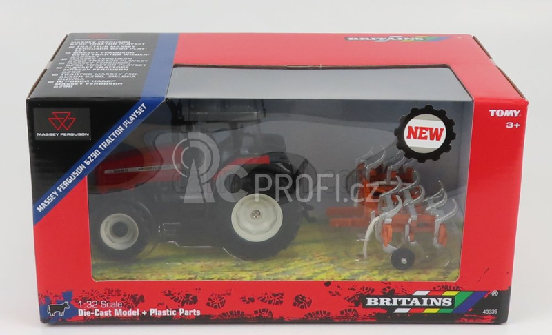 Britains Massey ferguson 6290 Tractor With Trailer 2012 1:32 Červená Oranžová