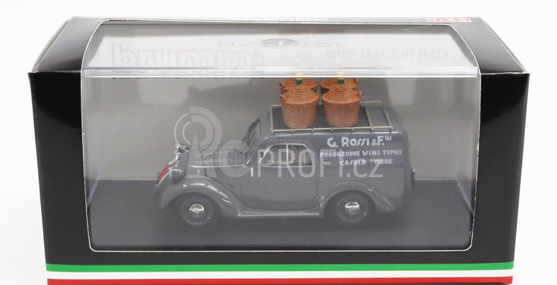 Brumm Fiat 500b Dodávka Produzione Vini Tipici G.rossi E Figli 1941 1:43, šedá