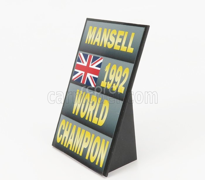 Cartrix Accessories F1  World Champion Plate Pit Board - Williams Fw14b Renault N 5 Season 1992 Nigel Mansell 1:18 Šedá Černá Žlutá