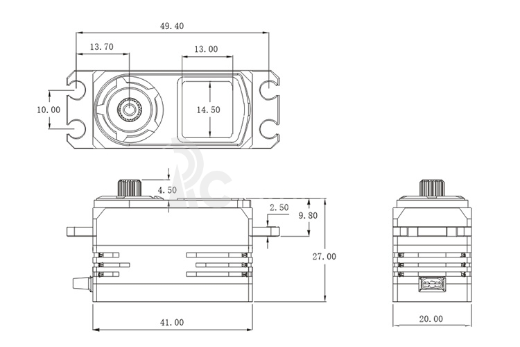 CH712S SSR HiVOLT CORELESS Digital servo LOW PROFILE (12,6 kg-0,049s/60°)