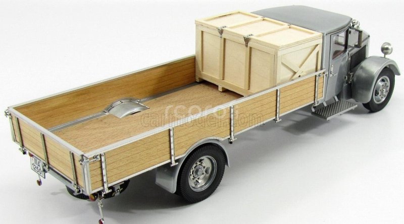 Cmc Mercedes benz Lo2750 Platform Truck With Wooden Box Car Transporter 1936 1:18 Šedé Dřevo