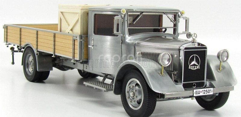 Cmc Mercedes benz Lo2750 Platform Truck With Wooden Box Car Transporter 1936 1:18 Šedé Dřevo