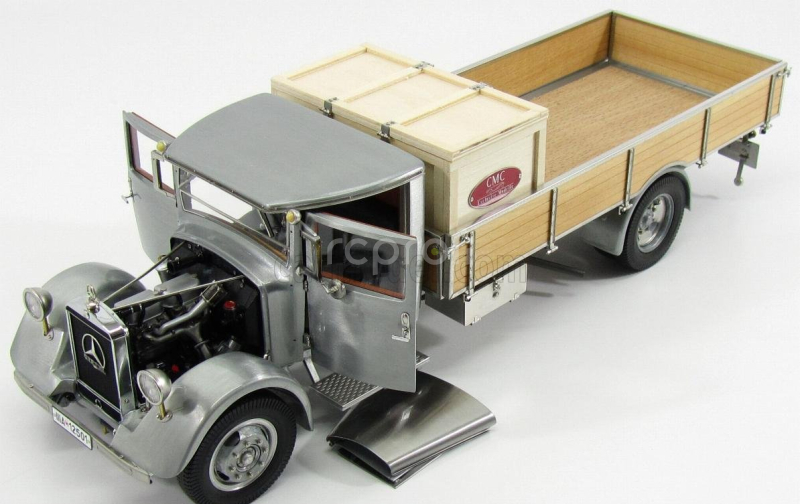 Cmc Mercedes benz Lo2750 Platform Truck With Wooden Box Car Transporter 1936 1:18 Šedé Dřevo