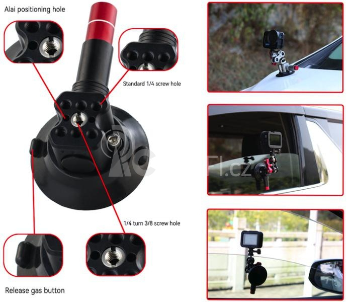 CNC Quick Release Vehicle Suction Mount (3inch) Titanium