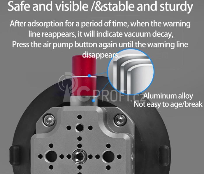 CNC Quick Release Vehicle Suction Mount (6inch) Titanium