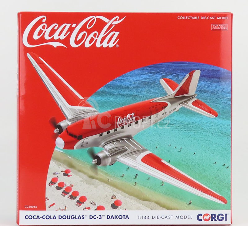 Corgi Douglas Dakota Dc-3 Airplane Coca-cola 1941 1:144 Červená Bílá Stříbrná