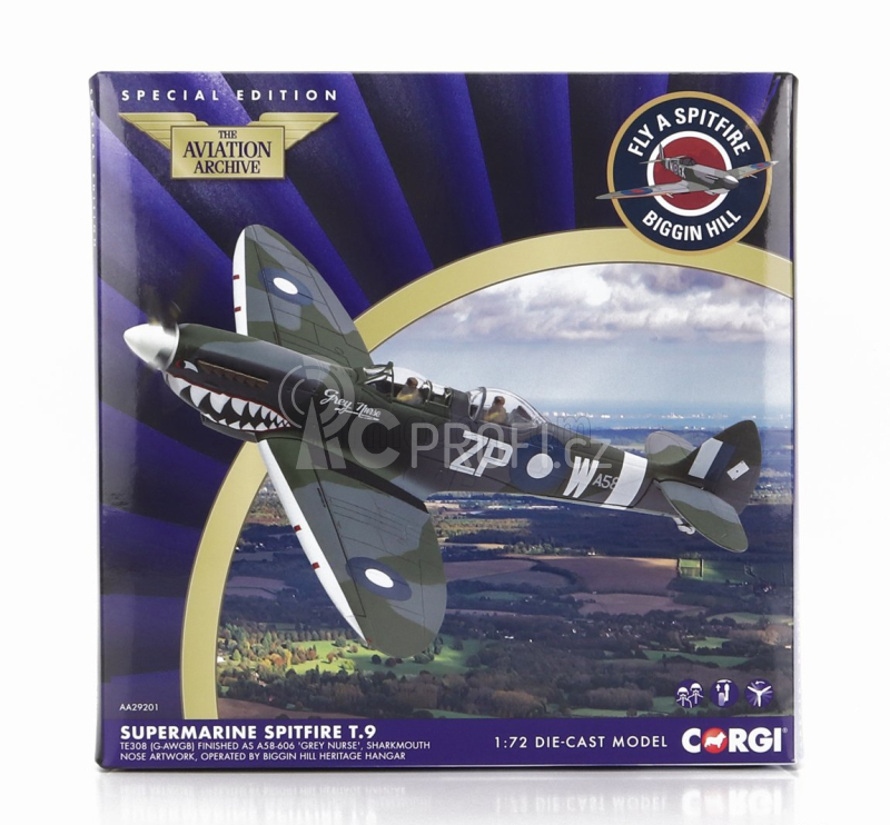 Corgi Supermarine Spitfire T.9 Military Airplane Grey Nurse 1945 1:72 Camouflage