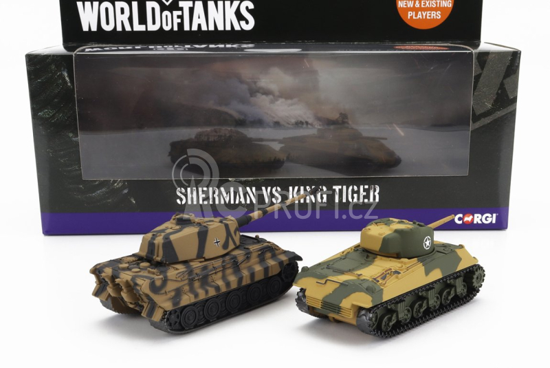 Corgi Tank Set 2x Sherman + King Tiger 1945 1:87 Vojenská Kamufláž