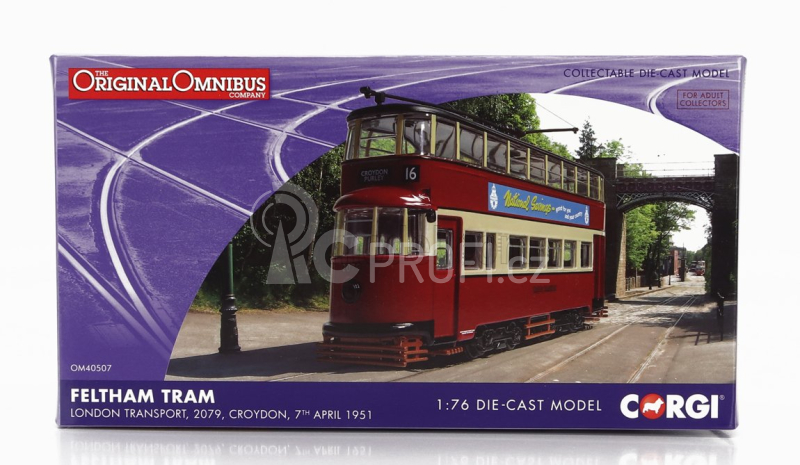 Corgi Tram Feltham London 1951 1:76 Červený Krém