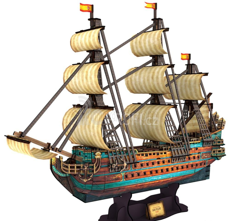 Cubicfun Puzzle Kit 3D In Foam Boat The Spanish Armada San Felipe Veliero, 248 dílků