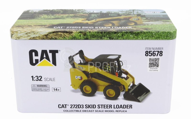 Dm-models Caterpillar Cat272d3 Ruspa Gommata - Skid Steer Loader 1:32 Žlutá Černá