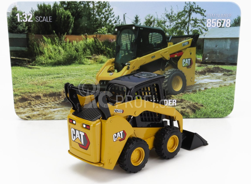 Dm-models Caterpillar Cat272d3 Ruspa Gommata - Skid Steer Loader 1:32 Žlutá Černá