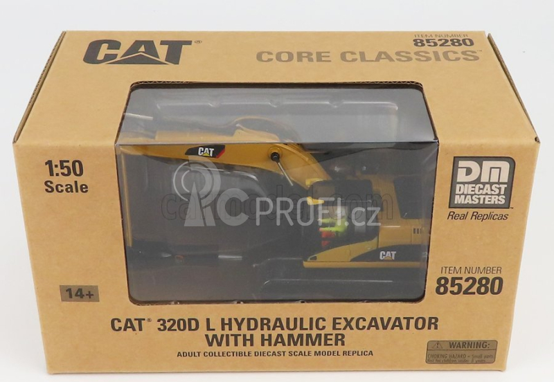 Dm-models Caterpillar Cat320d Pásový bagr se sbíječkou 1:50, žlutá