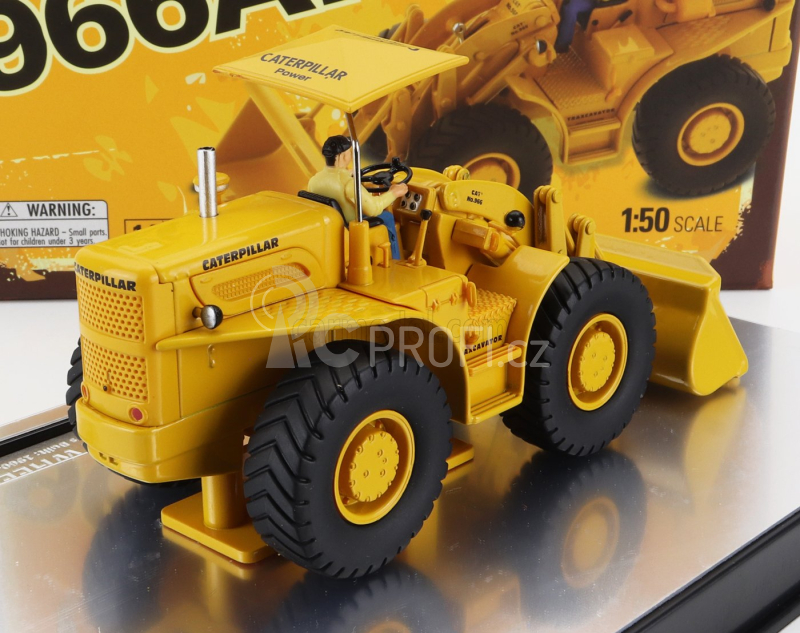Dm-models Caterpillar Cat966a Ruspa Gommata - Scraper Tractor Wheel Loader 1:50 Žlutá Černá