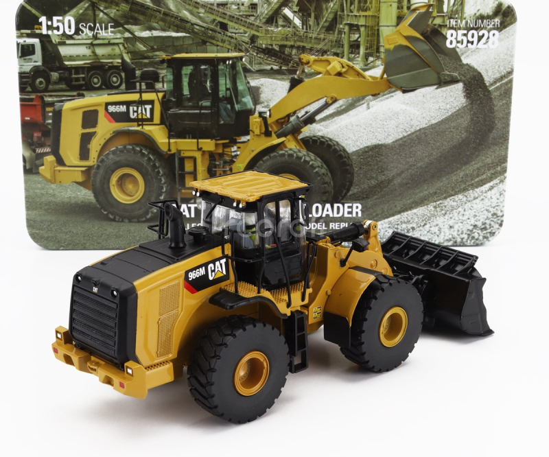 Dm-models Caterpillar Cat966m Ruspa Gommata - Scraper Tractor Wheel Loader 1:50 Žlutá Černá