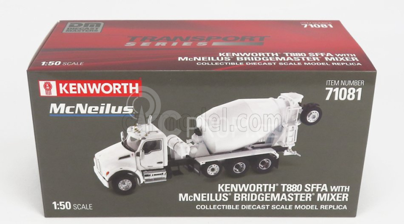 Dm-models Kenworth T880s Betoniera Tanker Cement Mixer Truck 4-assi 1990 1:50 Bílá