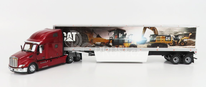 Dm-models Peterbilt 579 Truck With Cat Mural Trailer 2011 1:50 Red Met Silver