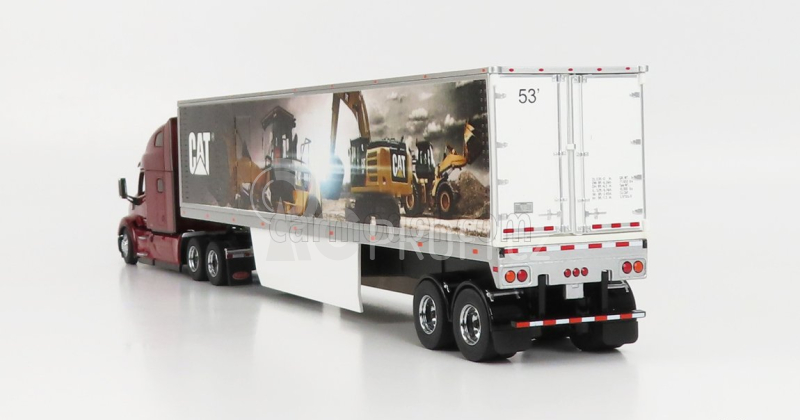 Dm-models Peterbilt 579 Truck With Cat Mural Trailer 2011 1:50 Red Met Silver