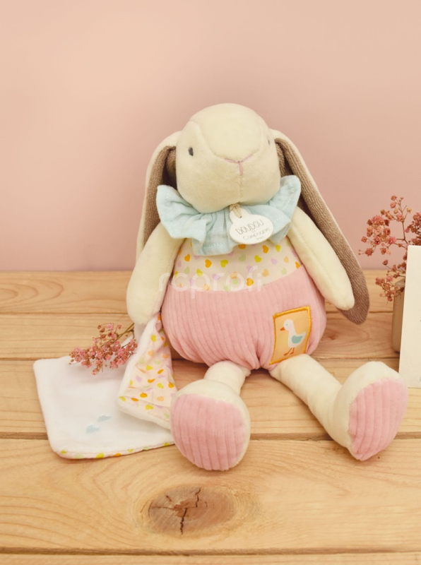 Doudou Dárková sada růžová Králíček Ciboulette s dečkou 28 cm