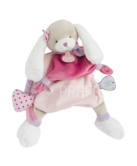 Doudou Plyšový maňásek pejsek růžový 28 cm